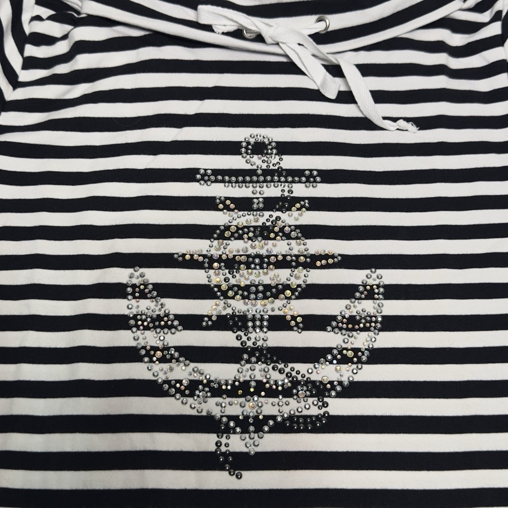 Quacker Factory Breton Striped Tunic XS Anchor Naval Sailor Nautical Boating